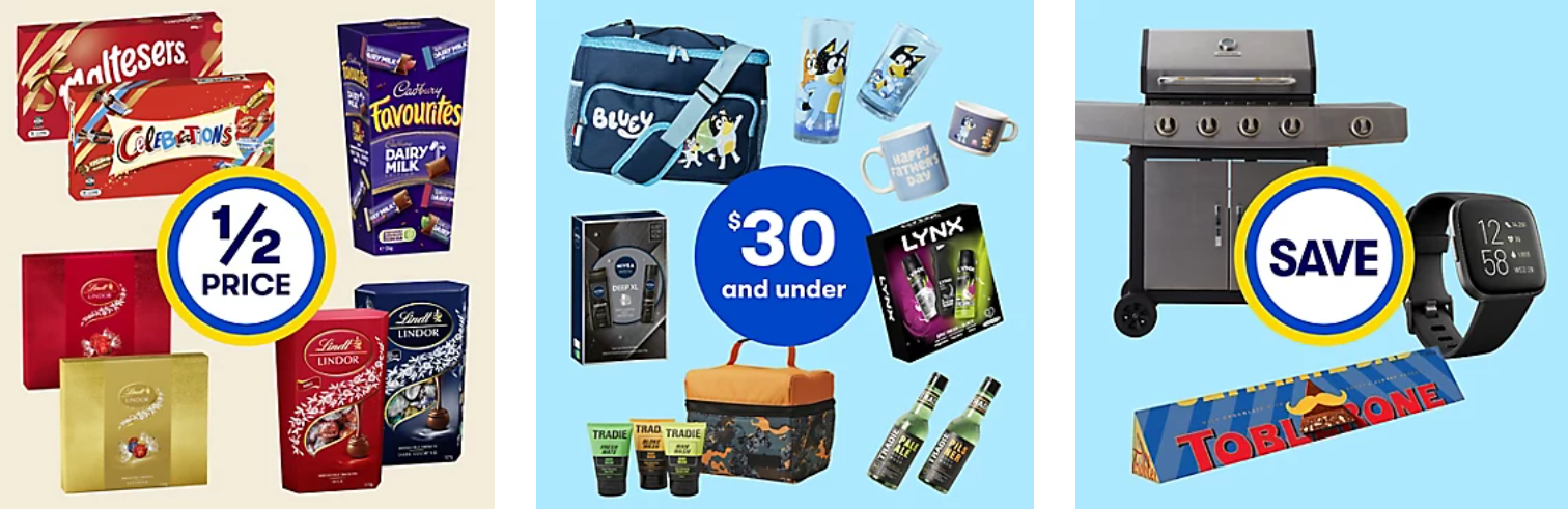 Big W Father's Day gifts 50% OFF chocolates, gifts under $20 and under