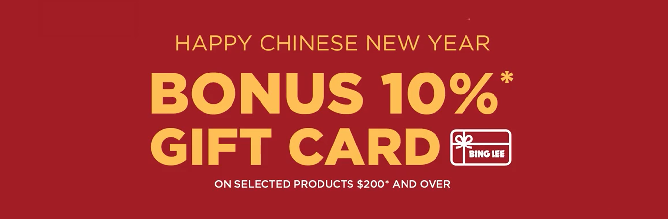 Bing Lee Bonus 10% OFF Gift card when you spend $200 on selected products