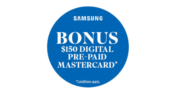 Bonus $150 Digital Pre-paid Mastercard with selected Samsung TV 75" or above @ Bing Lee