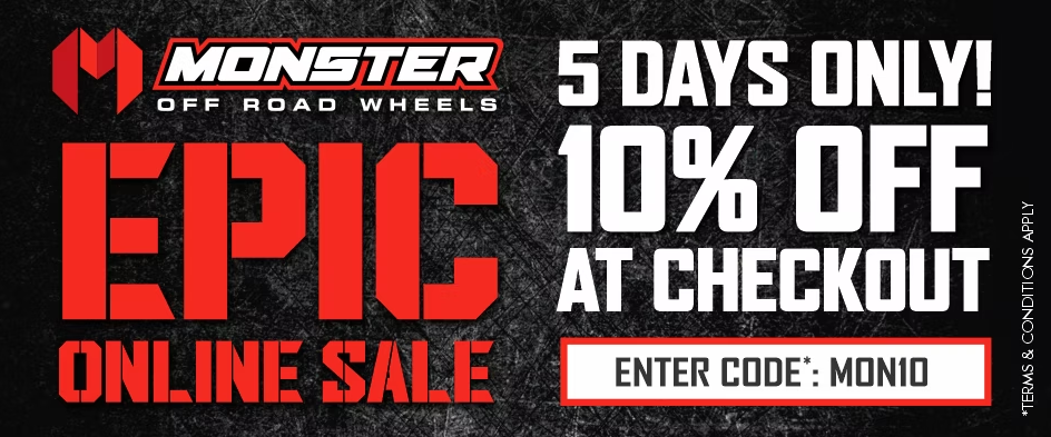 Extra 10% OFF Monster Off Road Wheels with promo code at Bob Jane T-Marts