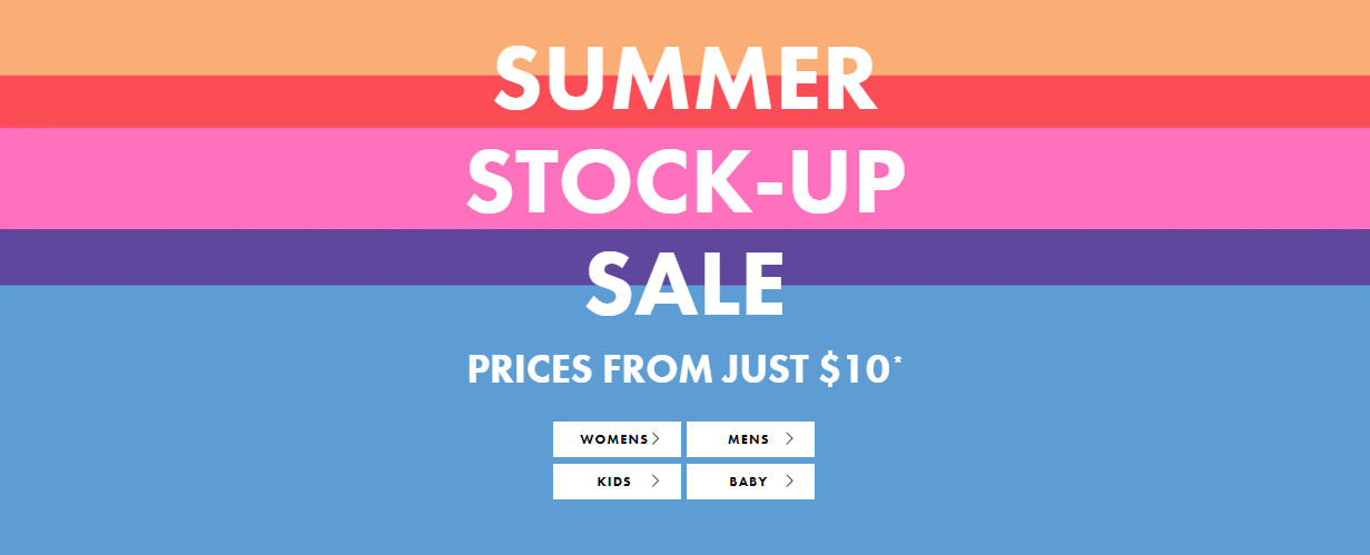 Bonds Summer stock-up sale prices from just $10 including women, men & kids styles