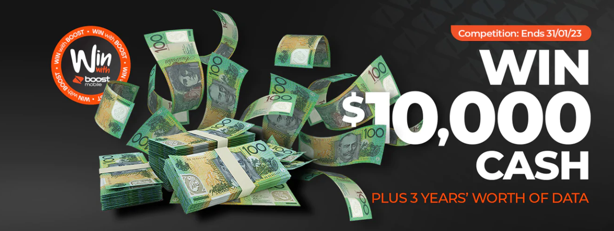 Win $10000 Cash + plus 3 years worth of Data when you enter the draw @ Boost