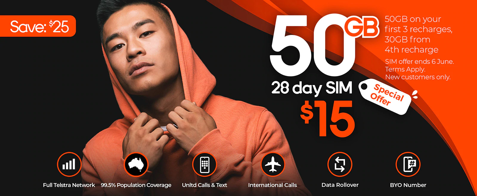 $25 OFF on 50GB $40 Prepaid SIM - Now $15 at Boost Mobile