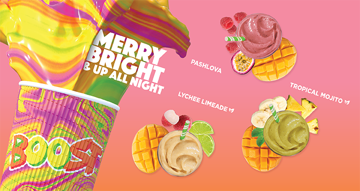1 Day sale Boost Juice $6 Merry, Bright and Up All Night drinks