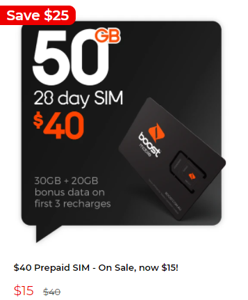 Save $25 OFF on $40 SIM now $15