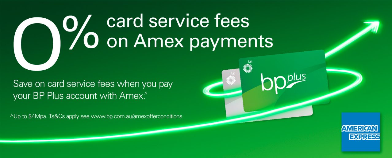 0% card service fee on Amex payments for BP Plus account