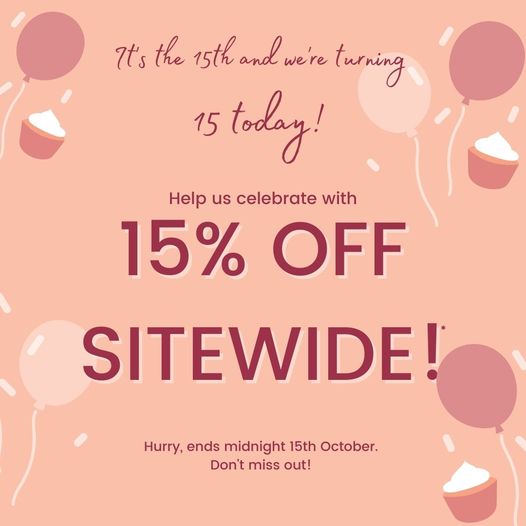Brava's 15th Birthday sale take 15% off everything sitewide