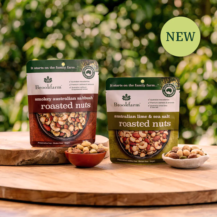 Brookfarm has launched NEW vegan Roasted Nuts with 2 Australian flavours
