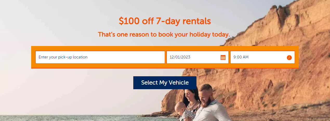 $100 off 7-day rentals on select car groups with coupon @ Budget