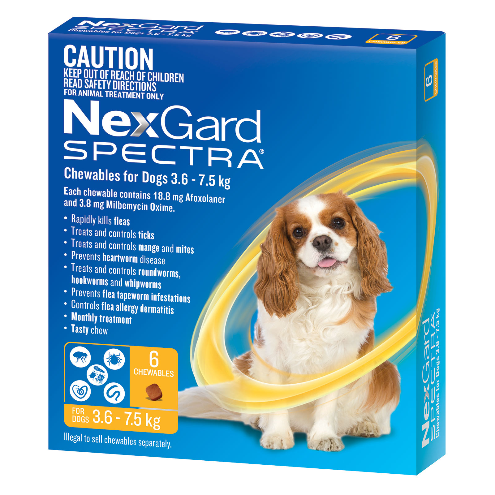 NexGard Spectra Chewables For Medium Dogs Green 7.6-15kg 6 Pack - best price deal $60 with coupon