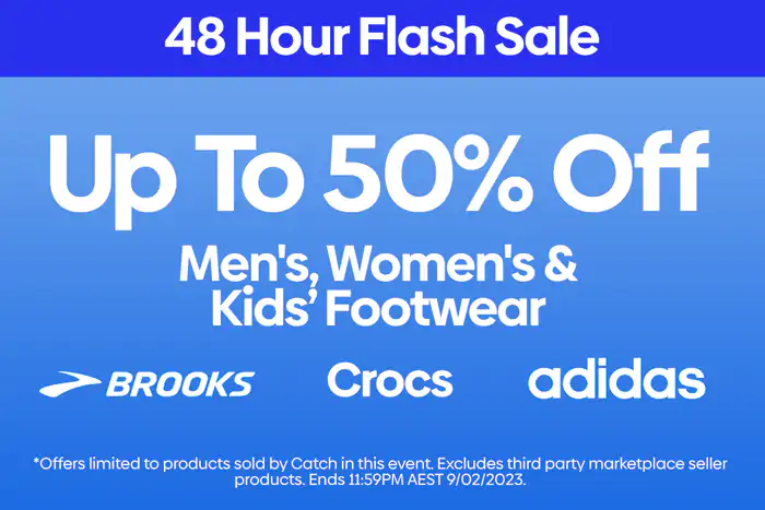 Catch 2-day sale - Up to 50% OFF footwear from Brooks, Crocs & Adidas