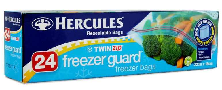 3 x Hercules Twin Zip Freezer Guard Storage Bags 24pk -best price deal- now $6+free delivery