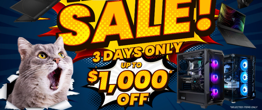 Up to $1000 OFF on laptops, desktops and gaming pcs at Centre Com Flash sale