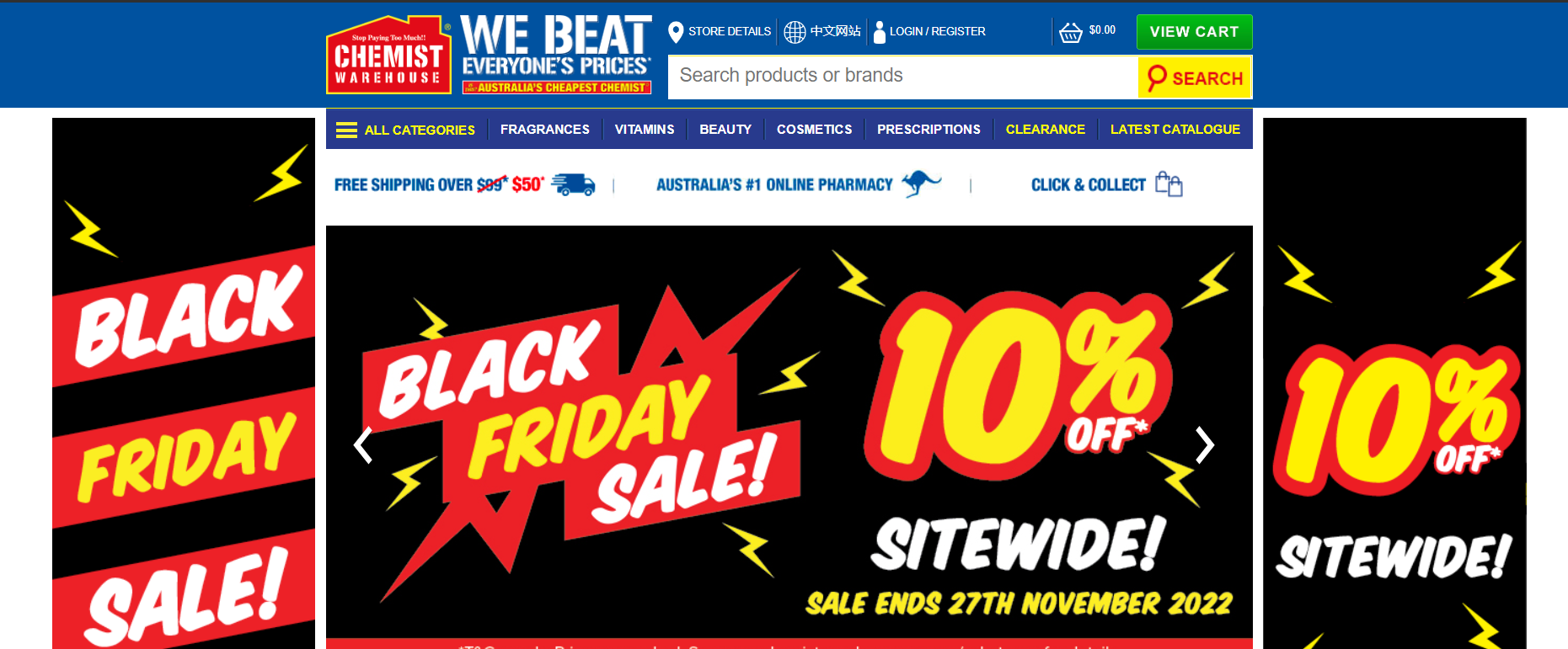 Chemist Warehouse Black Friday sale - 10% OFF sitewide, Free shipping $50+