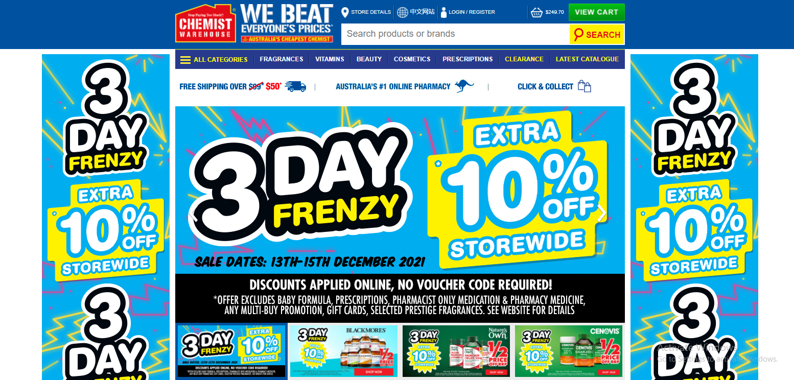 Chemist Warehouse Frenzy extra 10% OFF storewide. Save on freagrances, vitamins, beauty, & more