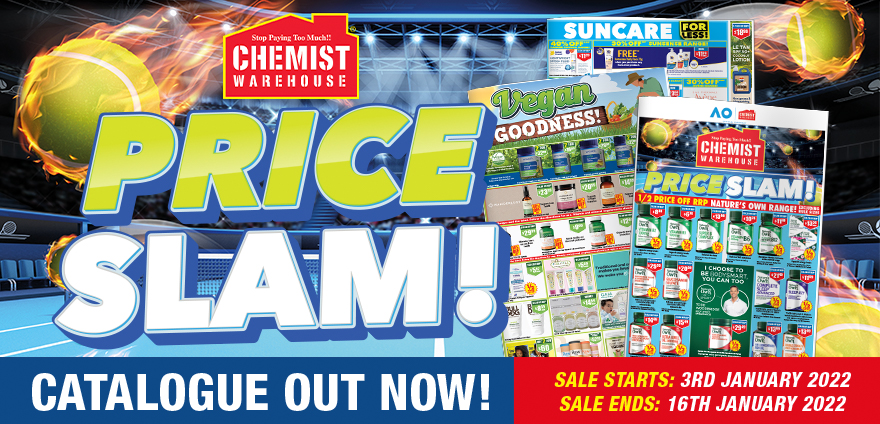 Chemist Warehouse Price Slam catalogue up to 70% OFF RRP on cosmetics, health supplements & more