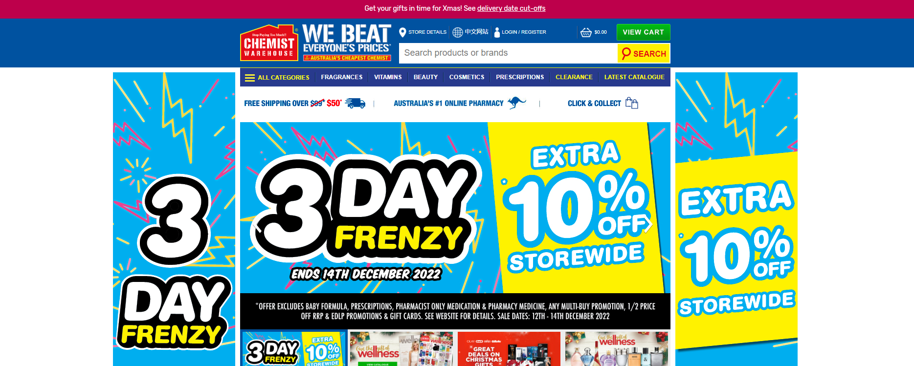 Chemist Warehouse 3-Day Frenzy: Extra 10% OFF storewide, Free shipping $50+
