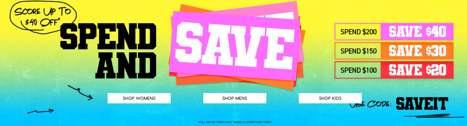 City Beach spend and save up to $40 OFF on full priced items with promo code