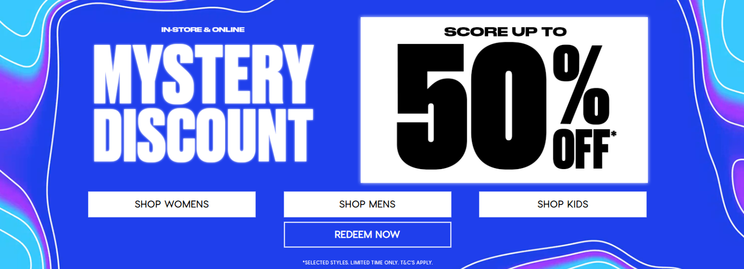 City Beach score up to 50% OFF when you sign up for Mystery code