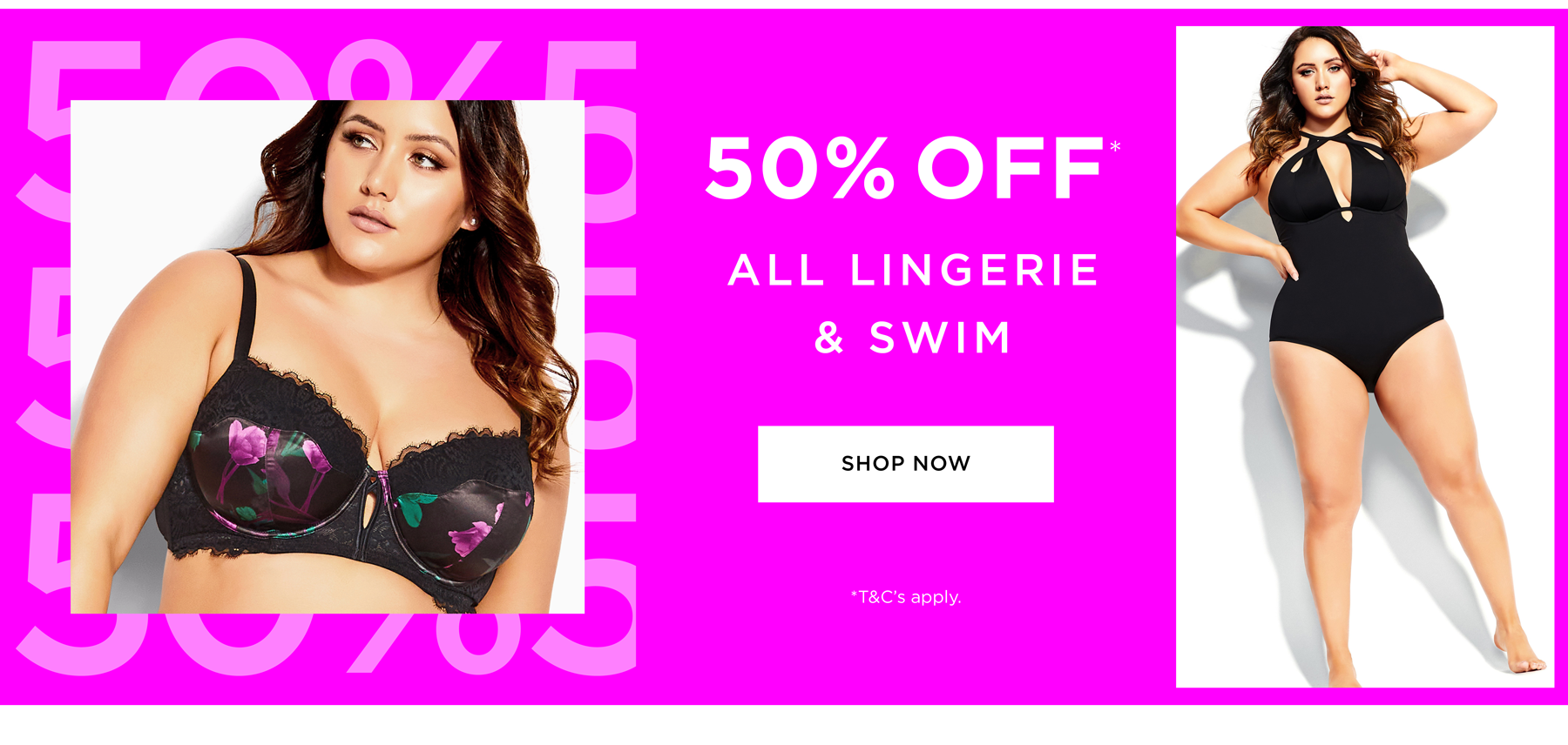 Flash sale 50% OFF on lingerie & swimwear