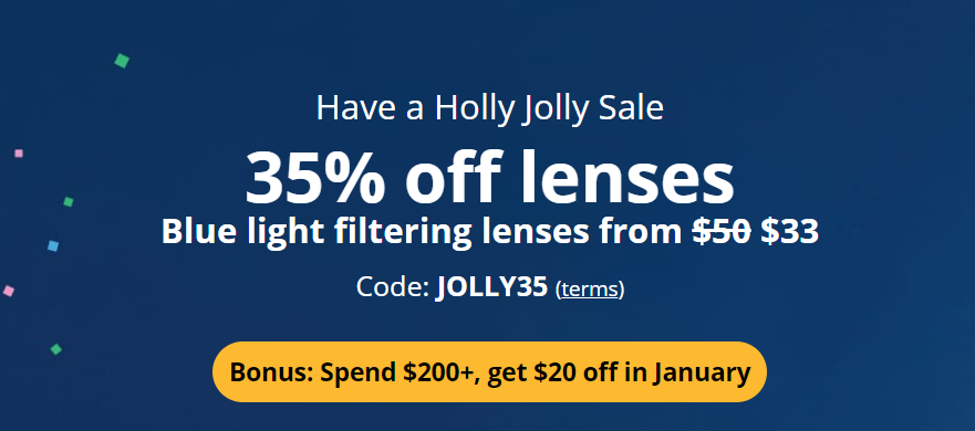 Extra 35% OFF lenses with promo code + Bonus $20 OFF @ Clearly
