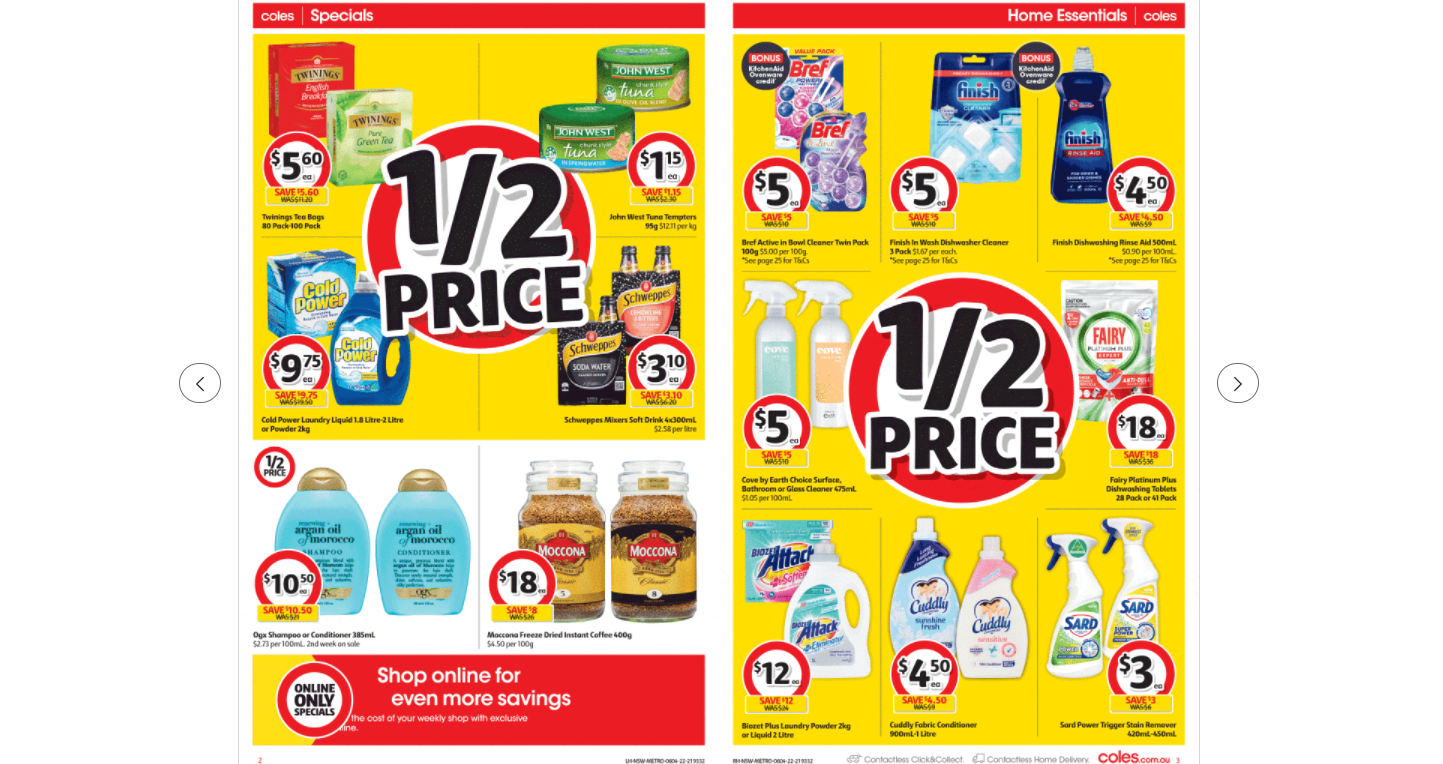 Coles this week's catalogue up to 50% OFF on groceries, beauty&everyday essentials(until 12th April)
