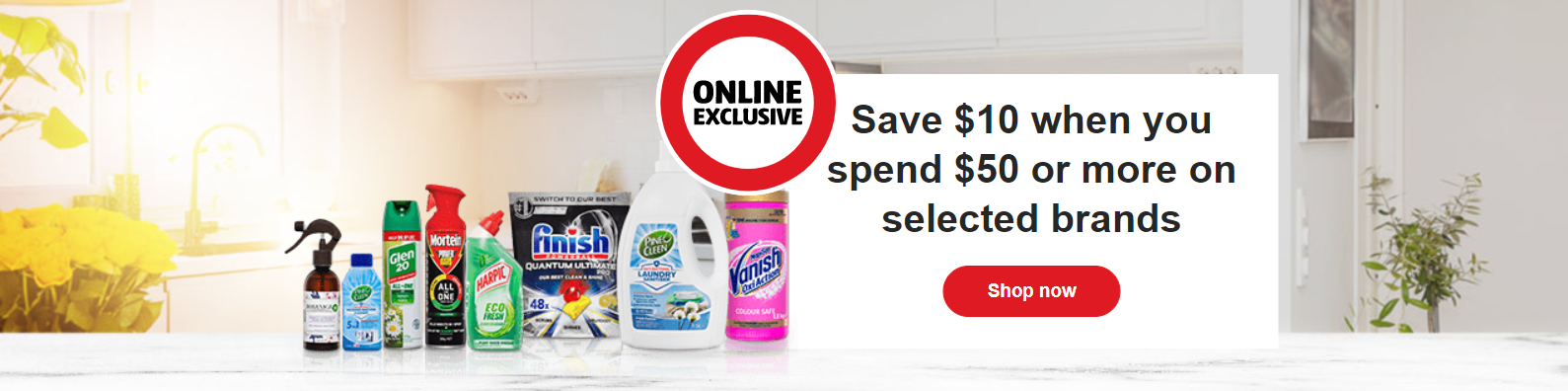 Save $10 when you spend $50 or more on selected brands