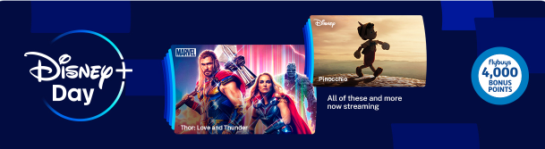 83% OFF 1st month of Disney+ subscription($1.99) & collect 4,000 bonus points when you join via app