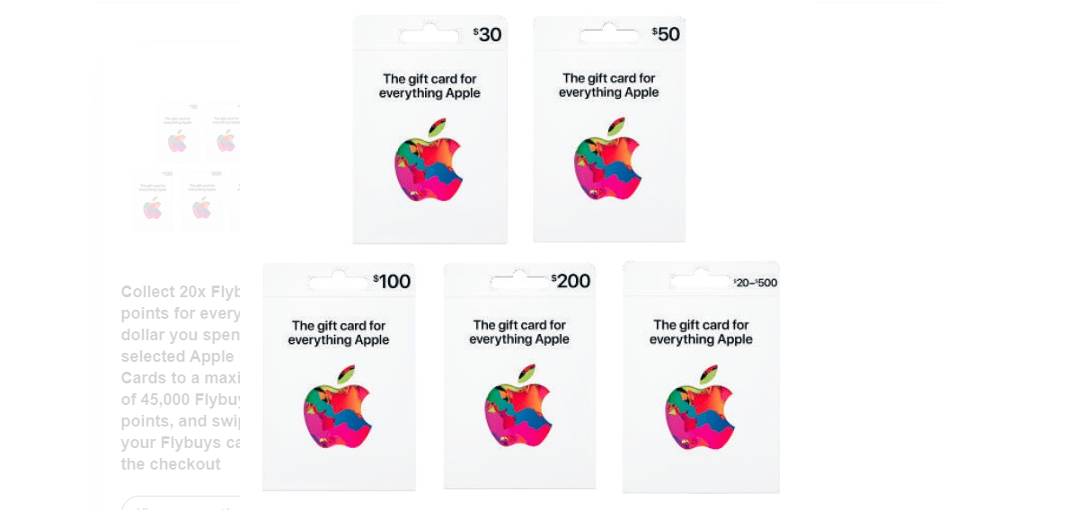 Collect 20x Flybuys Points for every dollar spent on selected Apple Gift Cards