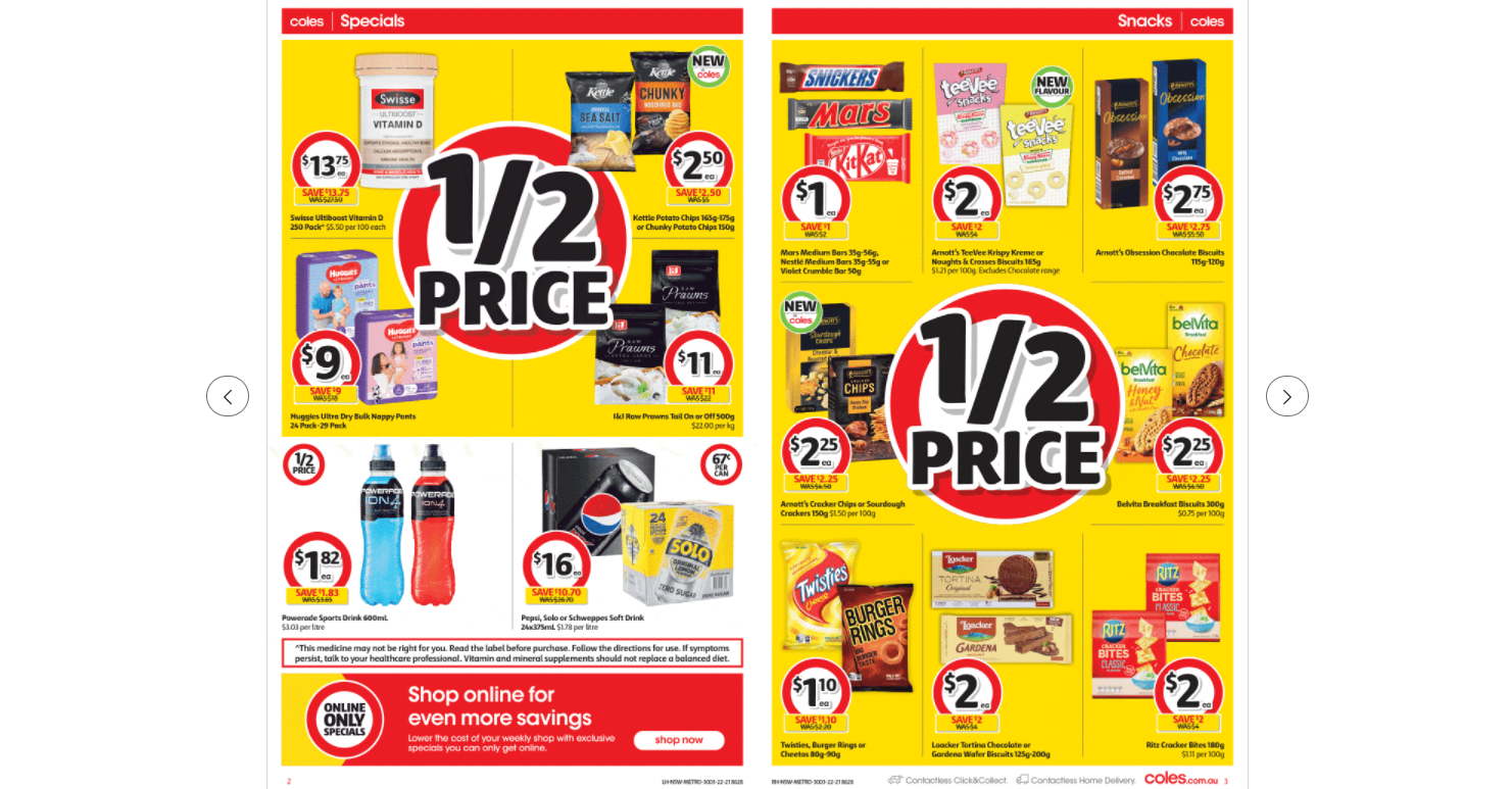 Coles this week's catalogue up to 50% OFF on groceries, beauty&everyday essentials(until 5th April)