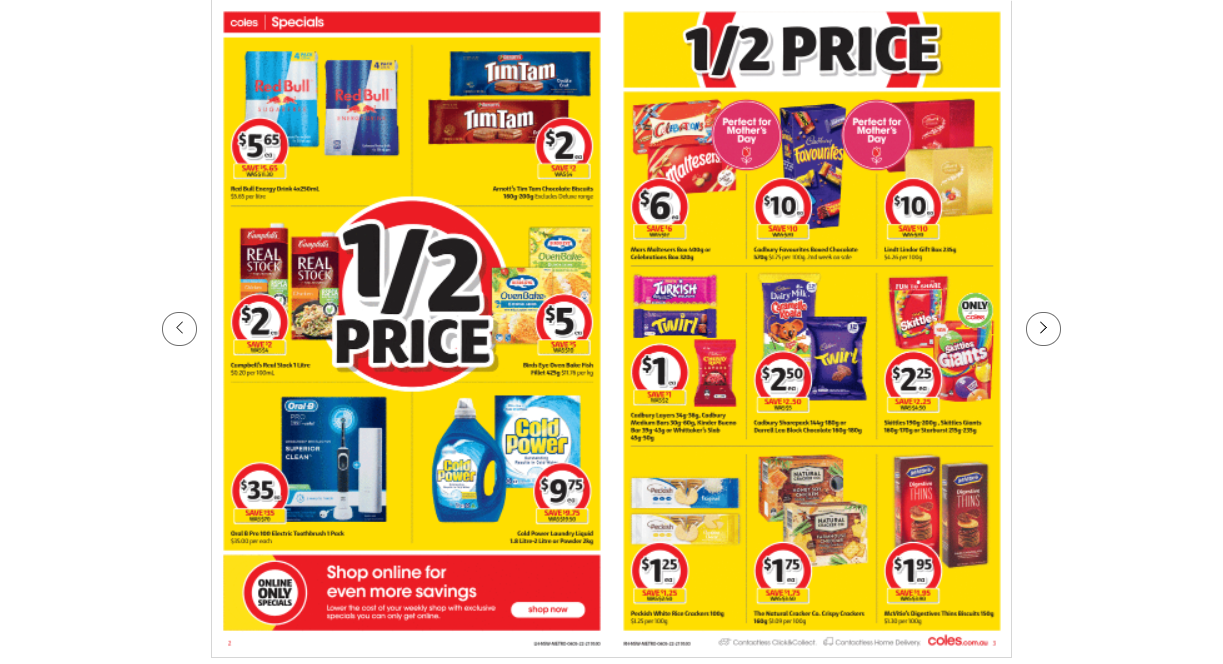 Coles this week's catalogue up to 50% OFF on groceries, beauty&everyday essentials(until 10th May)