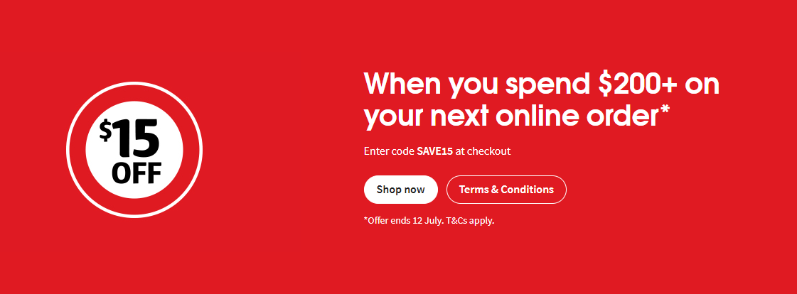 $15 OFF $200 on your next online shop with Coles promo code
