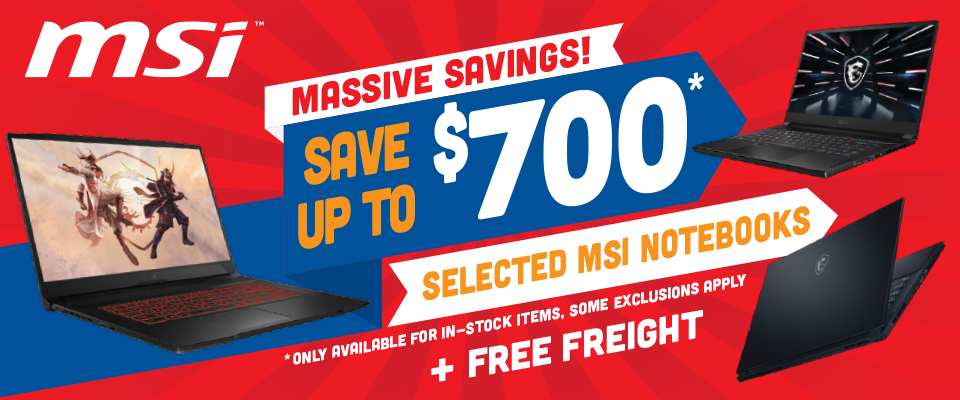 Save up to $700 OFF on selected MSI notebooks + free delivery at Computer Alliance