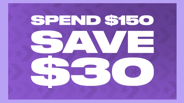 Converse extra $30 OFF when you spend $150 for men, women and kids styles with promo code