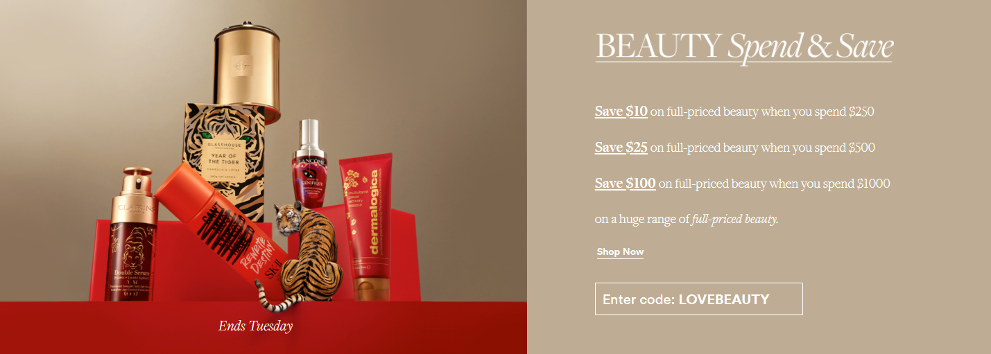 David Jones spend and save up to $100 OFF on a huge range of full priced beauty with coupon