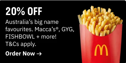 Deliveroo 20% OFF on big name favourites including Macca's, GYG, Fishbowl & more