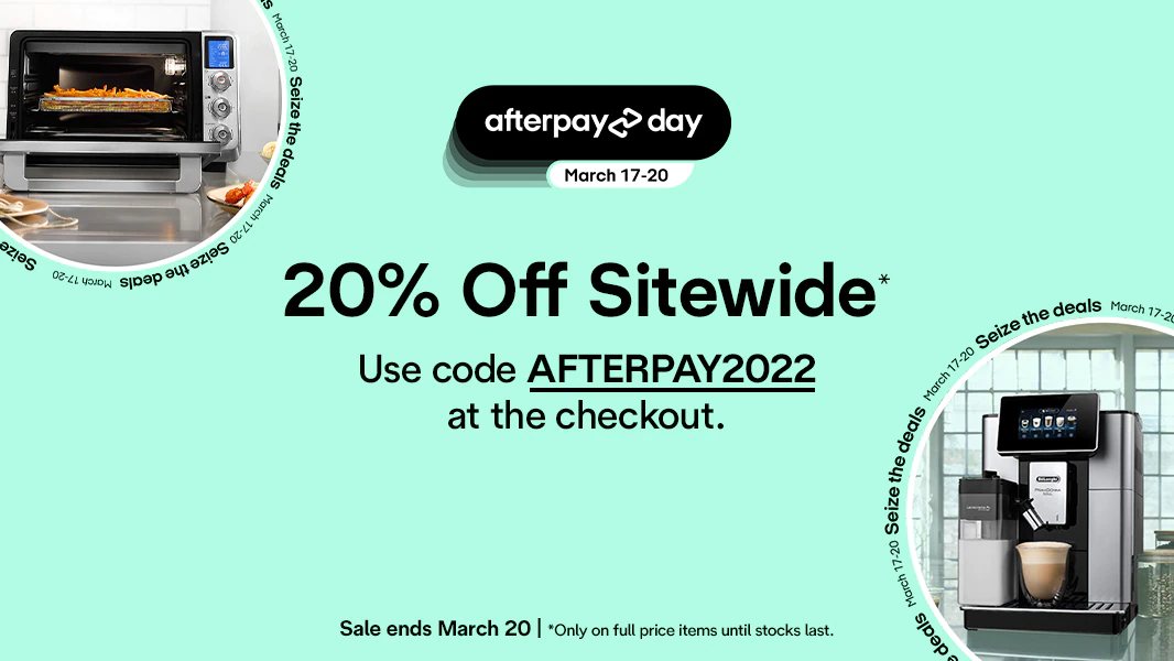 De'Longhi Afterpay Day sale extra 20% OFF sitewide with promo code