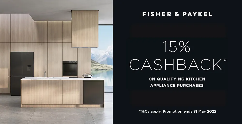 15% Cashback on Fisher & Paykel appliances at Designer Appliances