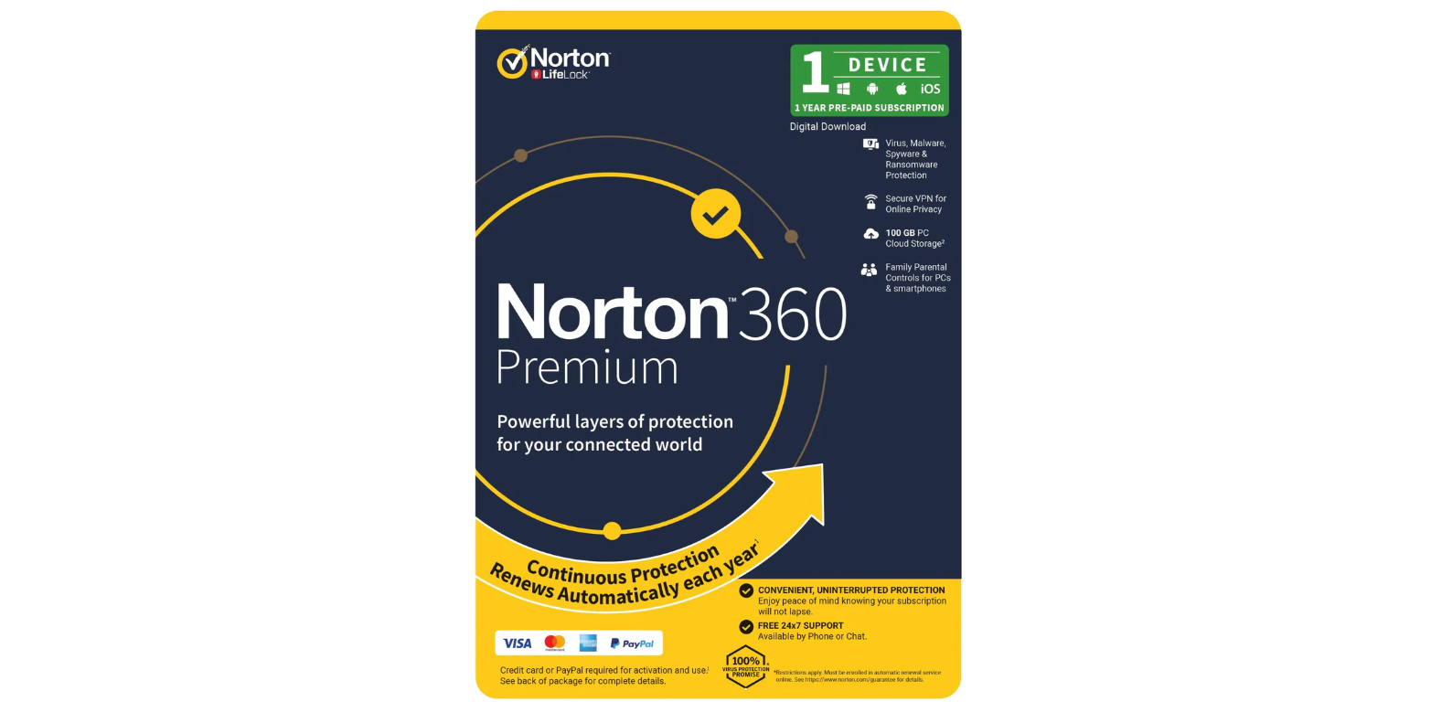 Shh, Free Norton 360 1 User with orders over $200 with Device Deal promo code