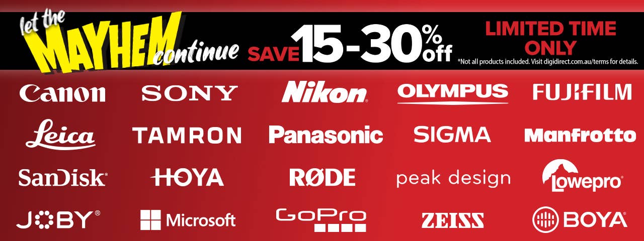 DigiDirect Mayhem sale 15-30% OFF on top brands like Sony, Nikon, Canon, & more