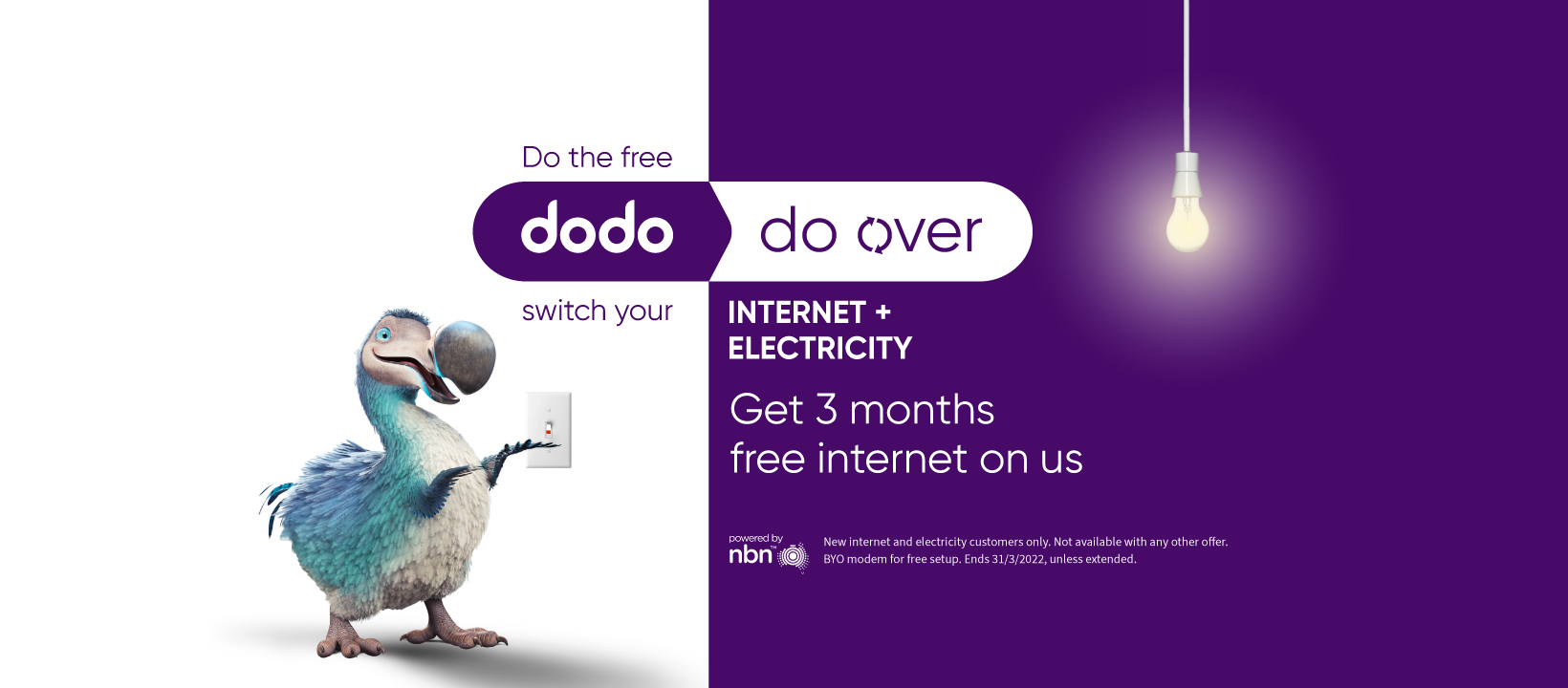 Get 3 months free internet when you switch Internet + electricity