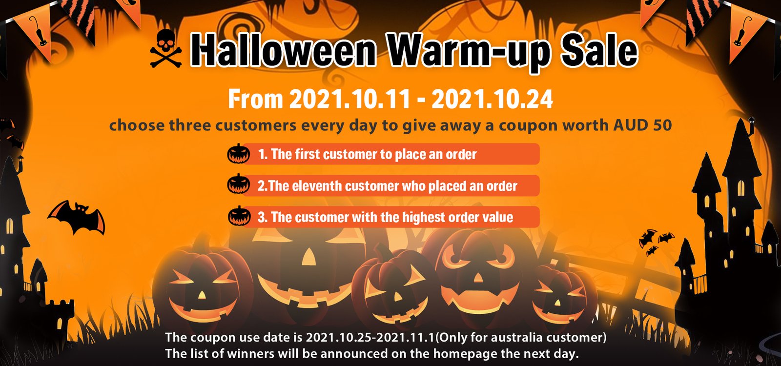 Donnermusic get AUD $50 coupon everyday at Halloween Warm-up sale