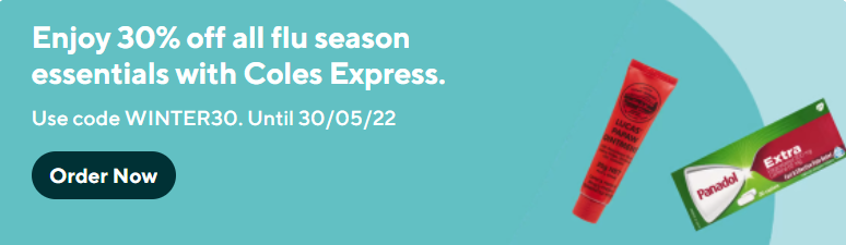 Enjoy 30% off all flu season essentials at Coles Express with Doordash promo code
