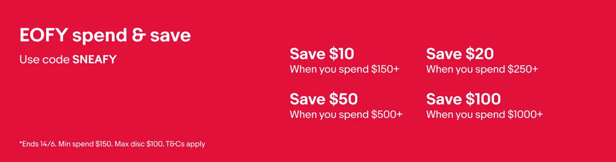 Spend and Save up to $100 OFF on sneakers with eBay voucher code