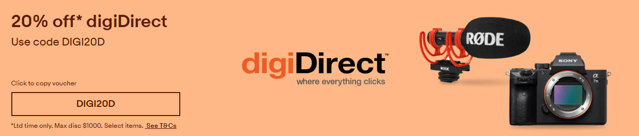 20% OFF digiDirect electronics with voucher code @ eBay | Max. discount $1000