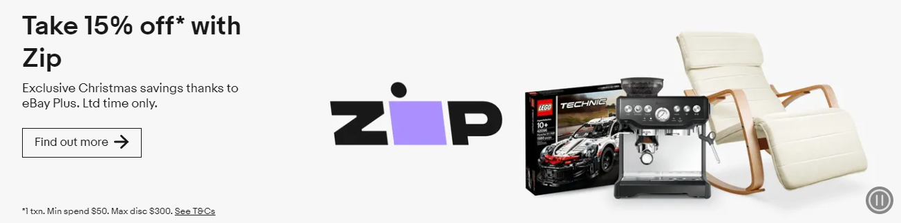 eBay coupon - 15% OFF eligible Items for Plus members with Zip[min. spend $50]