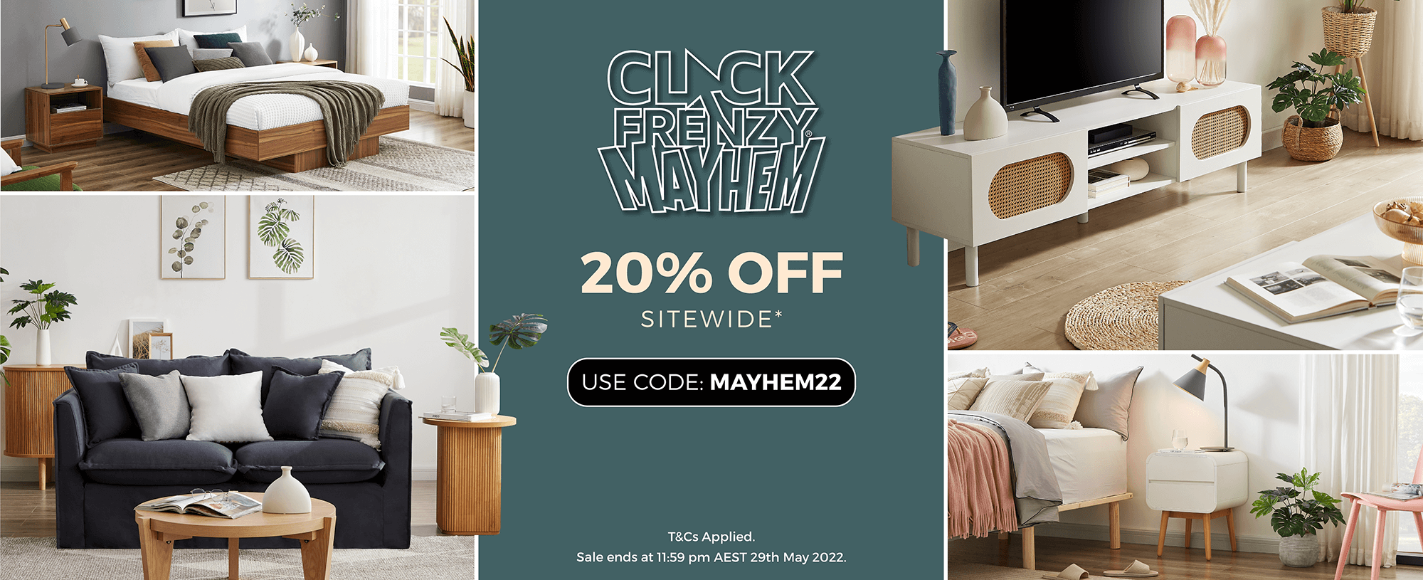 Eliving Furniture Click Frenzy Mayhem 20% OFF sitewide with coupon