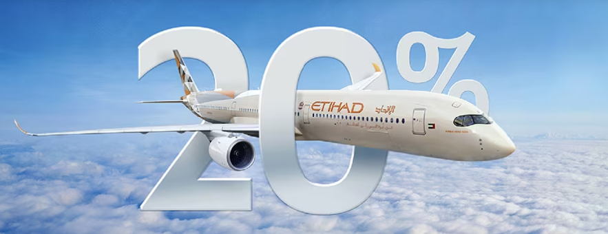 Etihad Flash sale - Enjoy up to 20% OFF on all flights with promo code