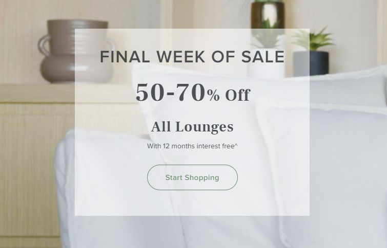 50-70% OFF all  lounges at Eureka Street Furniture EOFY sale
