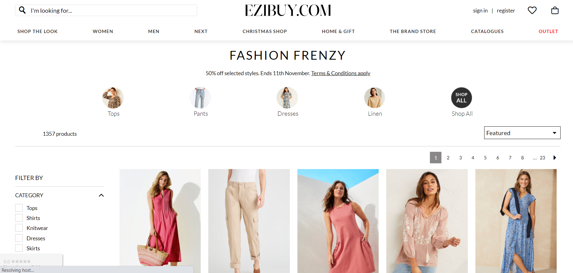 Ezibuy Frenzy sale 50% OFF on selected style including dresses, tops & more